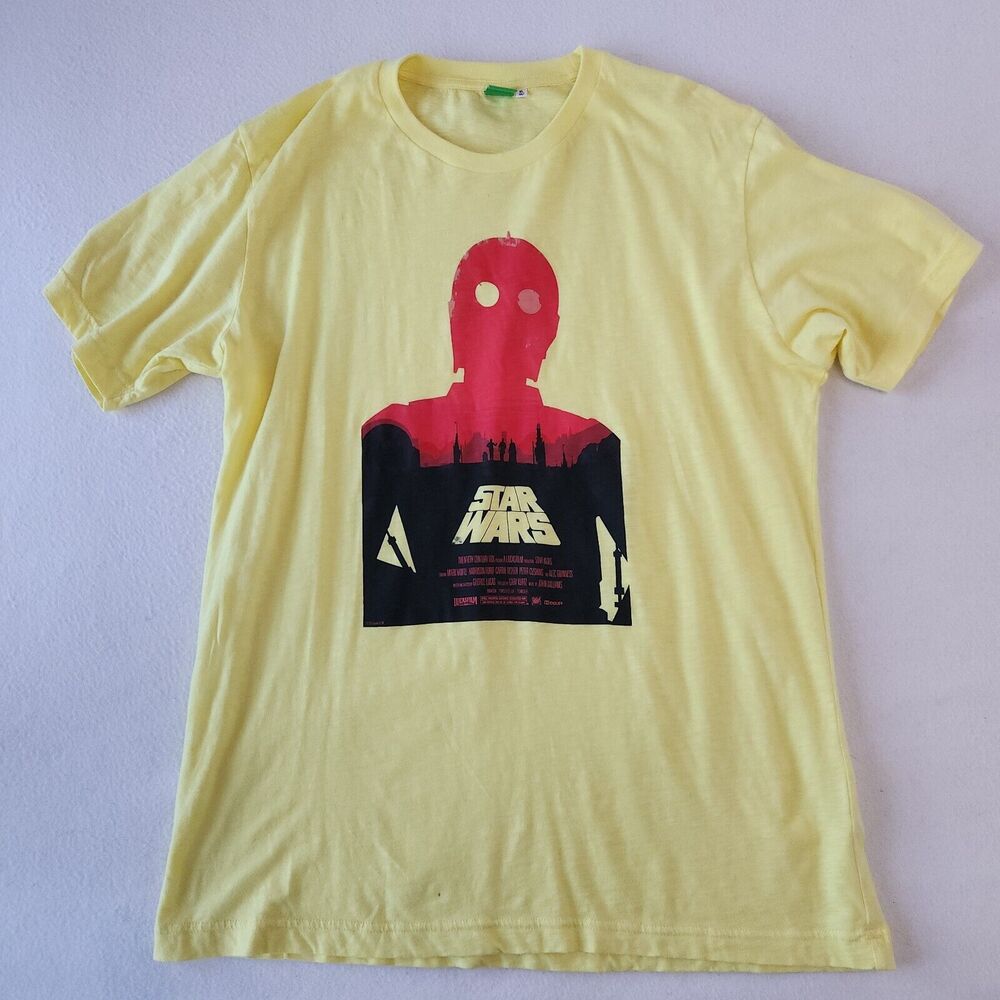 Star Wars Womens XL‎ T-Shirt Olly Moss Red C-3PO Design Yellow Cotton Colorful